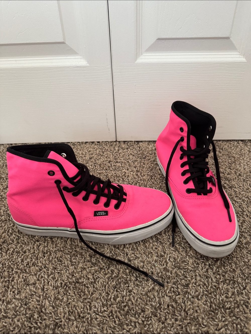 Vans Hot Pink and Black High-Top Sneakers